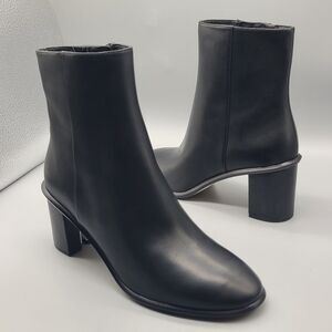 Tory Burch Brooke boots Bootie Stamped Heel Black Calf Womens Sz 8.5 new  $458